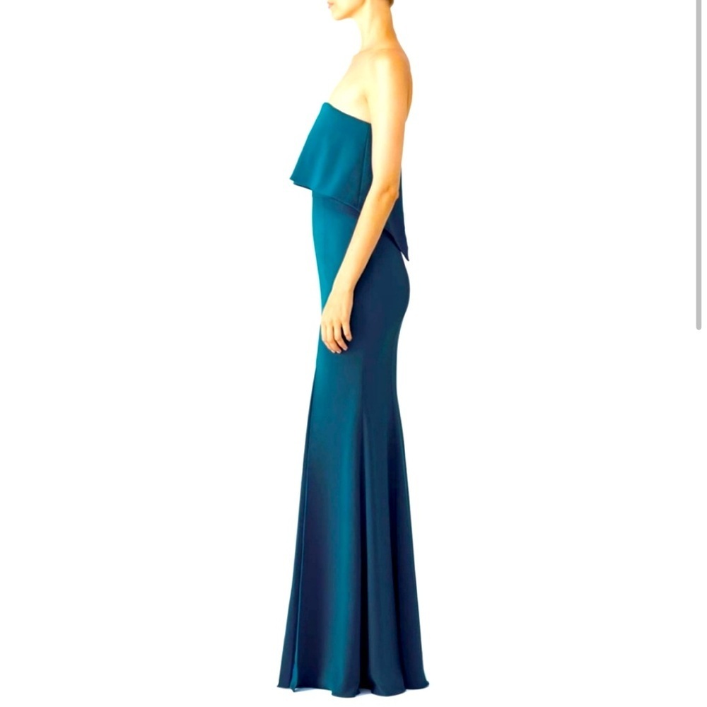 Jay Godfrey Clark Dress strapless teal floor length gown size 2 - Picture 3 of 4